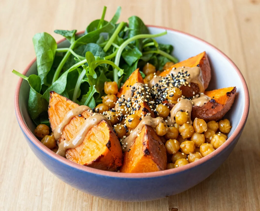 19 Middle Eastern Vegetarian Recipes – Exotic & Delicious - 15. Sweet Potato and Chickpea Bowl – A Nourishing Delight 1