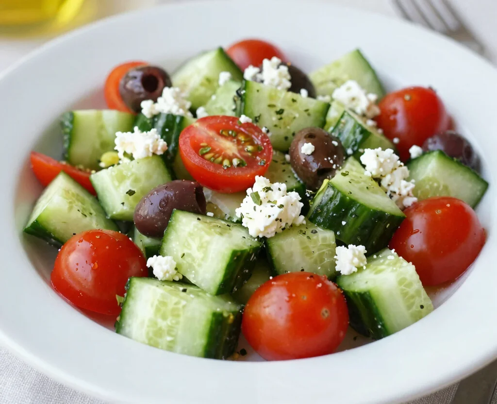 19 No Onion No Garlic Recipes Vegetarian – FODMAP-Friendly - 10. Greek Cucumber Salad 1