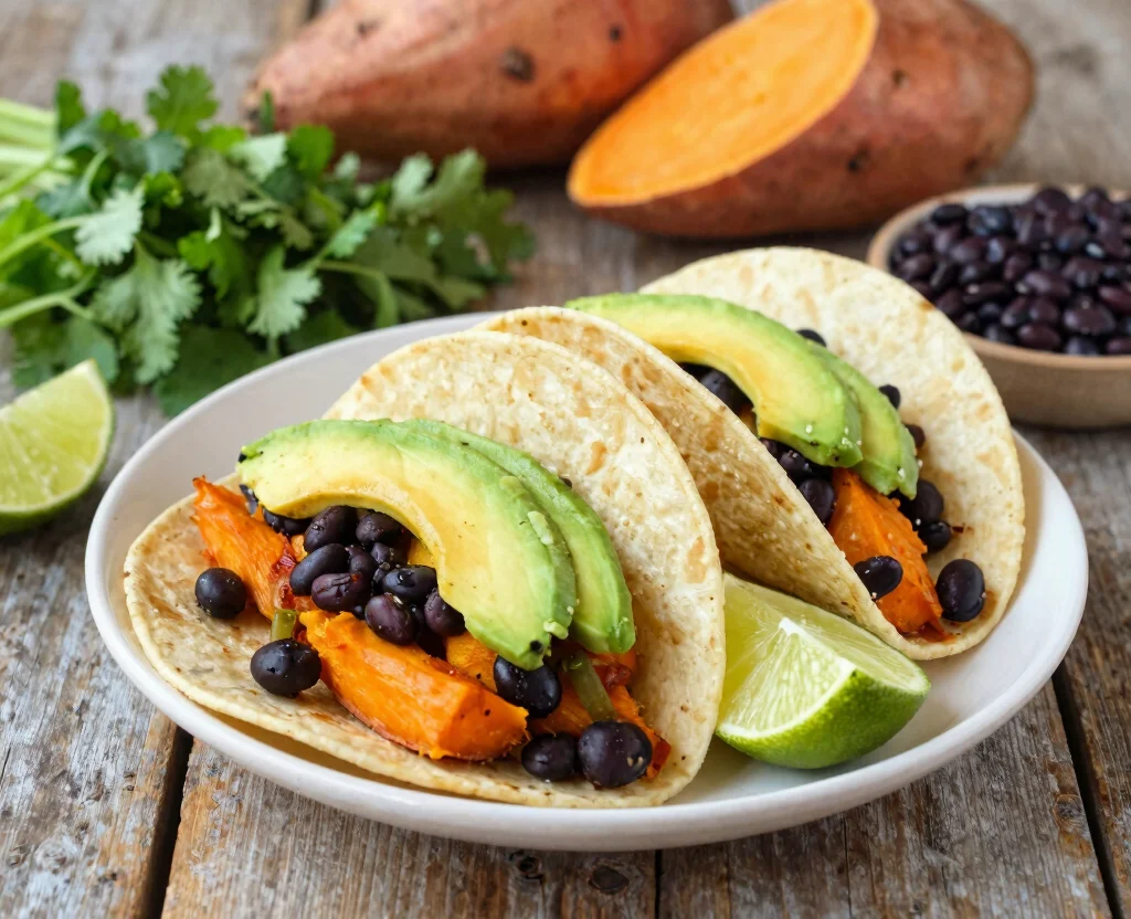 19 No Onion No Garlic Recipes Vegetarian – FODMAP-Friendly - 7. Sweet Potato and Black Bean Tacos 1