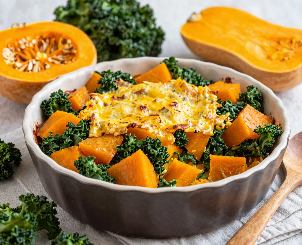 19 Vegetarian Casserole Recipes for Dinner – Comfort Food - 10. Butternut Squash and Kale Casserole 1