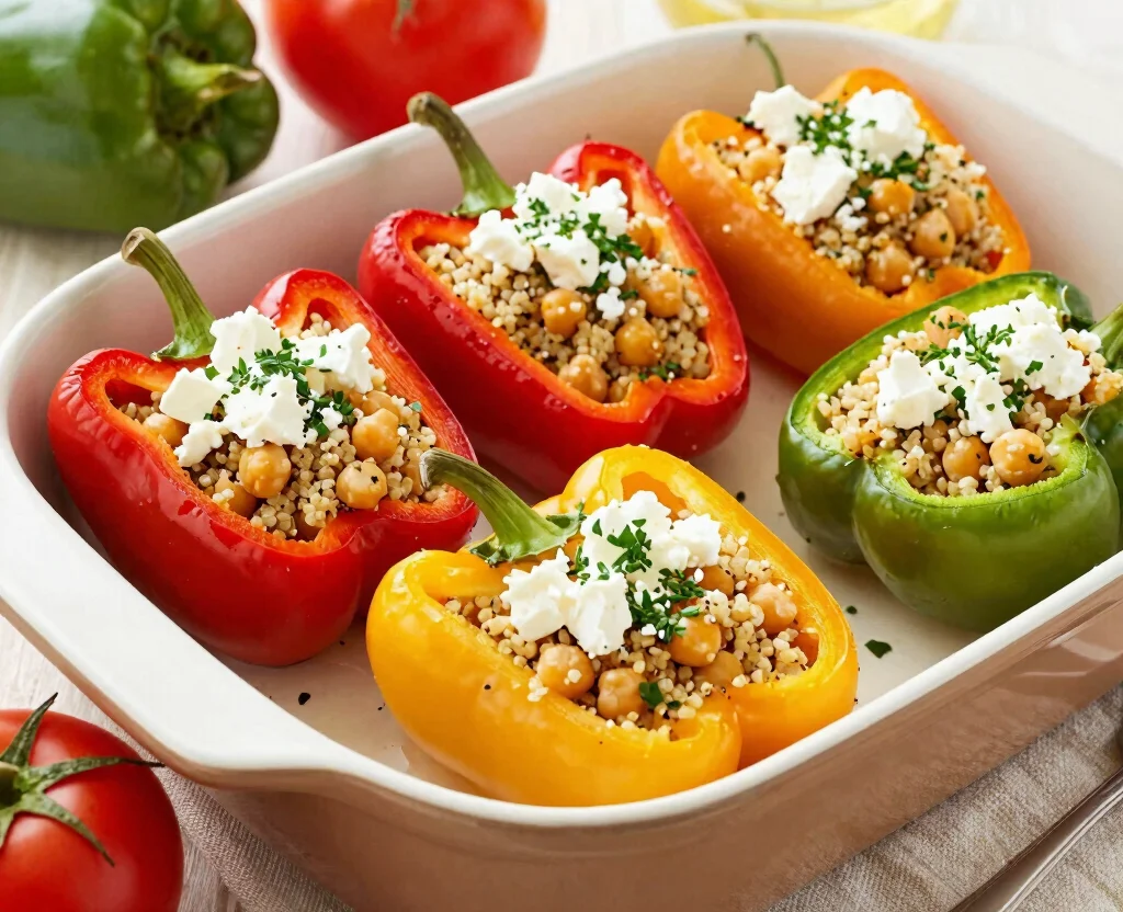 19 Vegetarian Casserole Recipes for Dinner – Comfort Food - 11. Mediterranean Stuffed Peppers 1