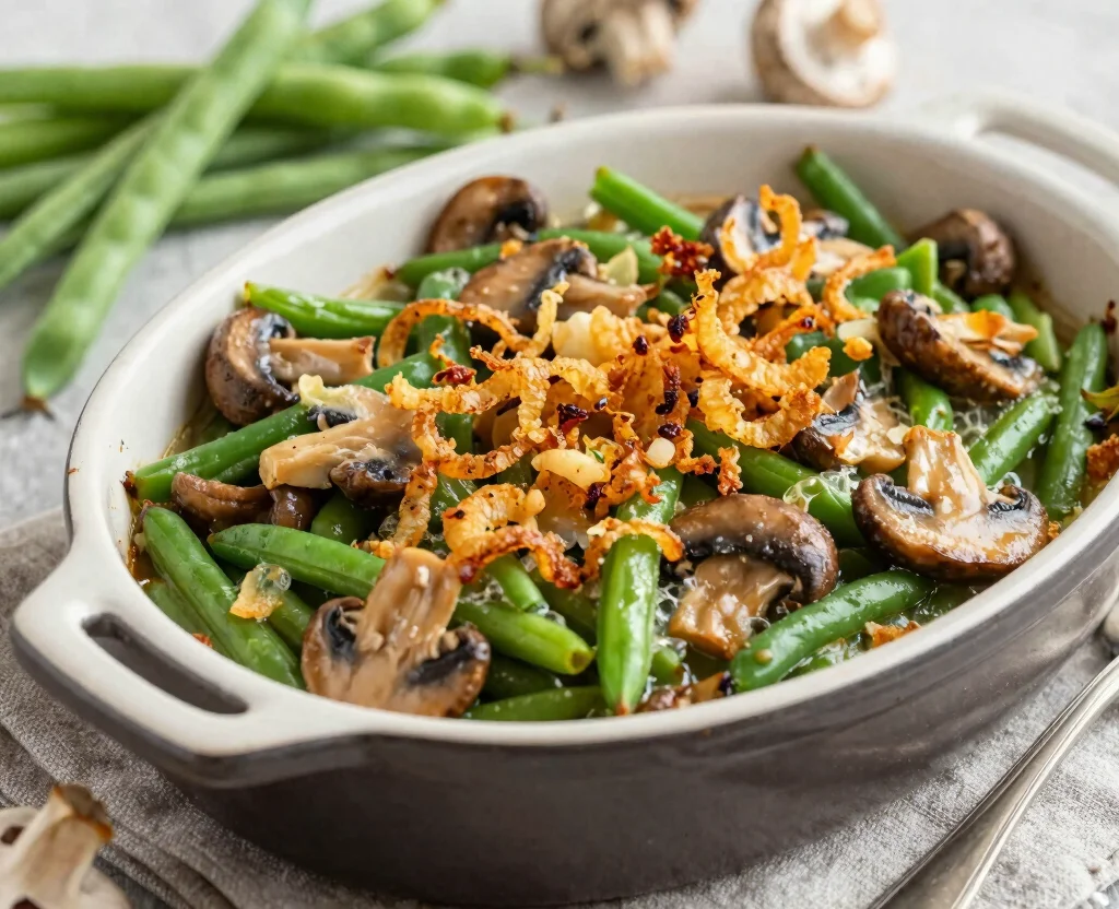 19 Vegetarian Casserole Recipes for Dinner – Comfort Food - 19. Green Bean and Mushroom Casserole 1