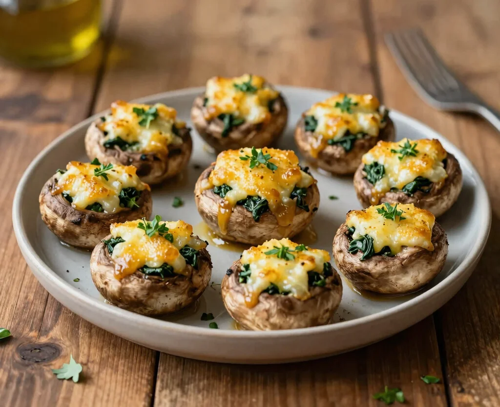 19 Vegetarian Keto Recipes – Low Carb & High Protein - 19. Cheesy Spinach Stuffed Portobello Mushrooms 1
