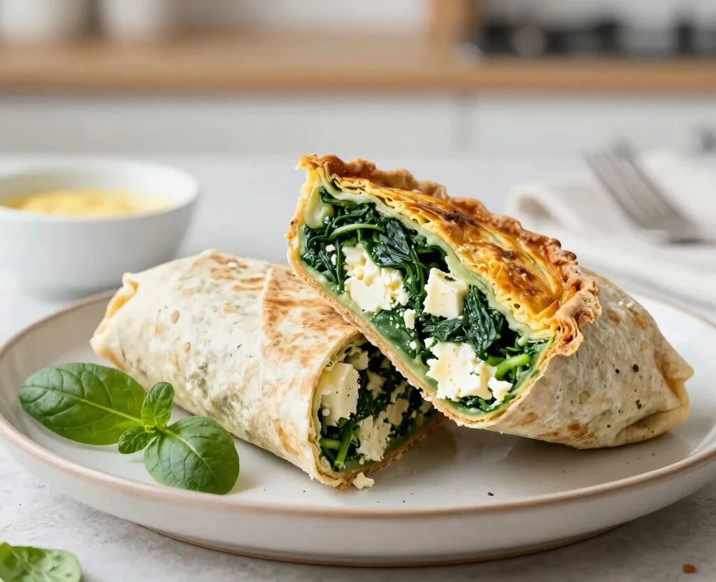 19 Vegetarian Lunch Ideas for Work – Easy & Portable - 17. Spinach Feta Quiche Wrap 1
