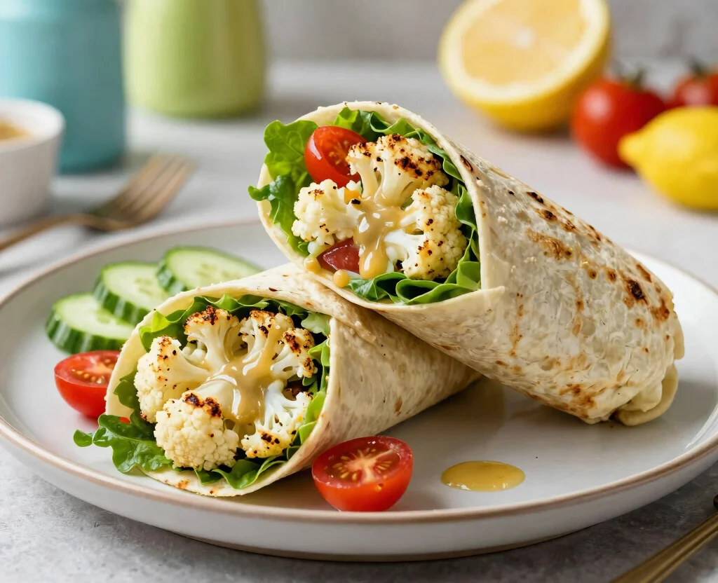 19 Vegetarian Lunch Ideas for Work – Easy & Portable - 18. Roasted Cauliflower Wrap 1