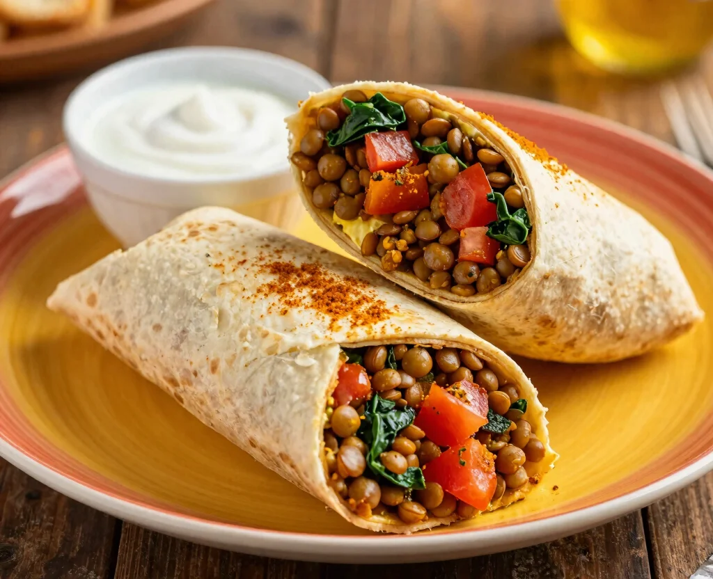 19 Vegetarian Lunch Ideas for Work – Easy & Portable - 9. Curried Lentil Wrap 1