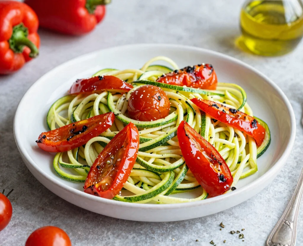 19 Vegetarian Sheet Pan Dinners – Minimal Cleanup - 12. Zucchini Noodles with Roasted Vegetables 1