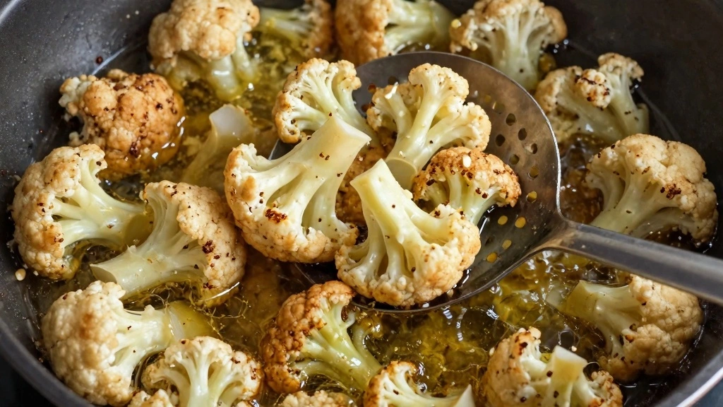 Manchurian Recipe Vegetarian: Crispy Gobi Manchurian (Spicy Cauliflower) - Step 5: Fry Cauliflower 1