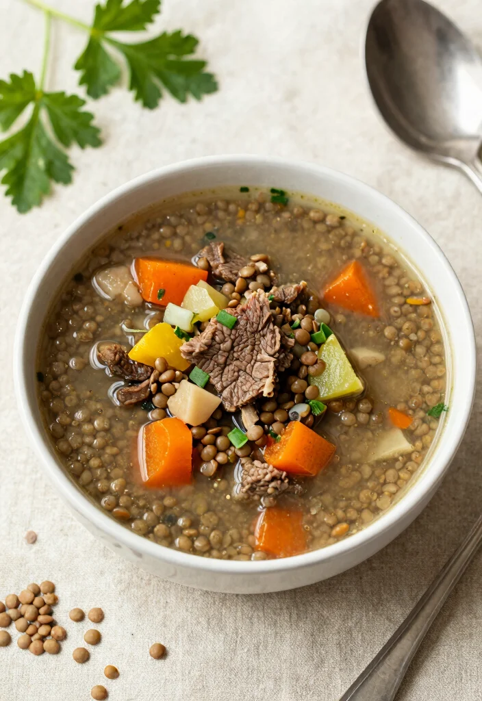 16 Beef Bone Broth Soup Recipes for Healing and Nutrition - 10. Savory Lentil & Beef Bone Broth Soup 1