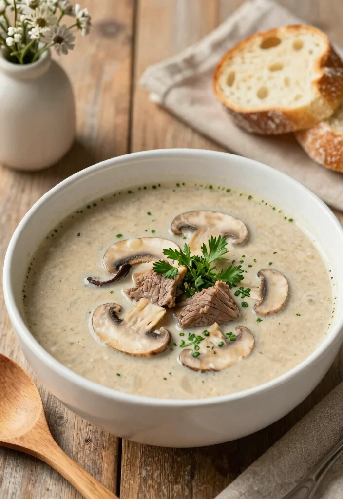 16 Beef Bone Broth Soup Recipes for Healing and Nutrition - 6. Creamy Mushroom & Beef Bone Broth Soup 1