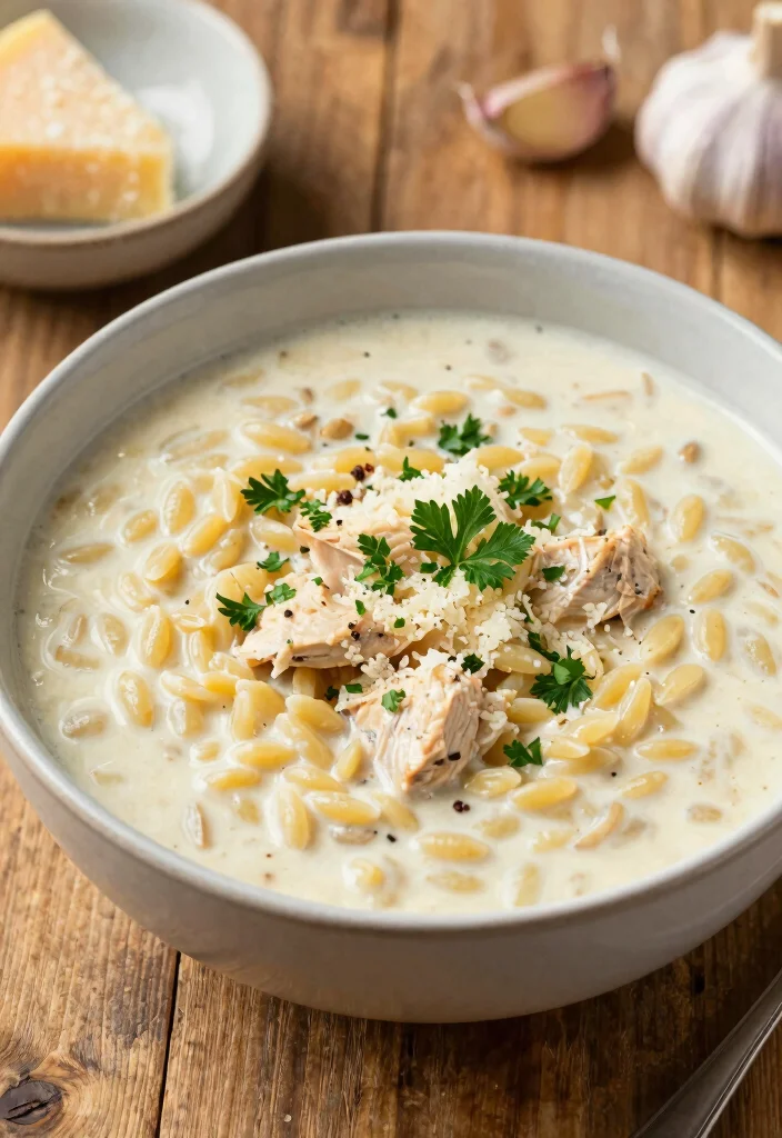 16 Chicken Orzo Soup Recipes for a Light Mediterranean Meal - 7. Garlic Parmesan Chicken Orzo Soup 1