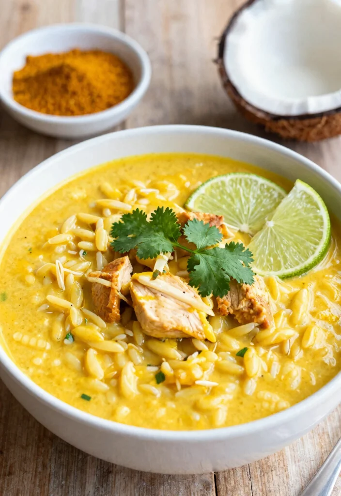 16 Chicken Orzo Soup Recipes for a Light Mediterranean Meal - 8. Coconut Curry Chicken Orzo Soup 1