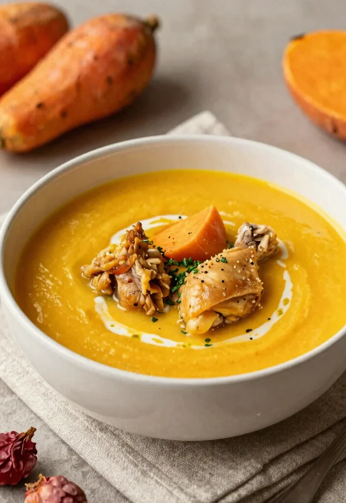 16 Chicken Thigh Soup Recipes That Are Rich and Juicy - 10. Chicken Thigh and Sweet Potato Soup 1