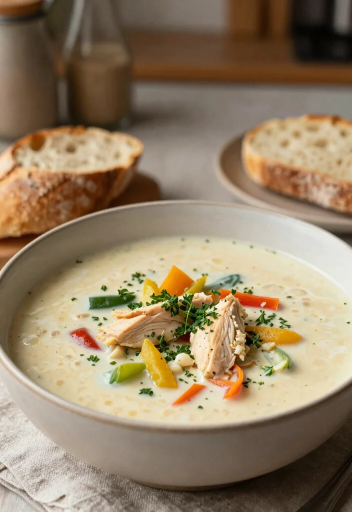 16 Chicken Thigh Soup Recipes That Are Rich and Juicy - 3. Creamy Garlic Chicken Thigh Soup 1