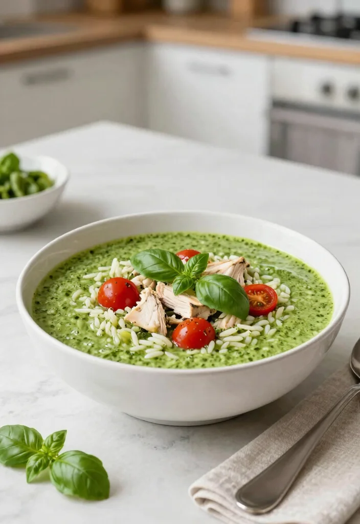 16 Chicken and Rice Soup Recipes for Easy Comfort Food - 16. Pesto Chicken and Rice Soup 1