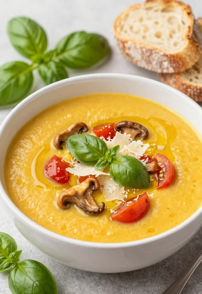 16 Golden Mushroom Soup Recipes Rich and Savory - 12. Golden Mushroom and Tomato Soup 1
