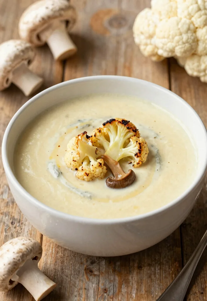 16 Golden Mushroom Soup Recipes Rich and Savory - 13. Golden Mushroom and Cauliflower Soup 1