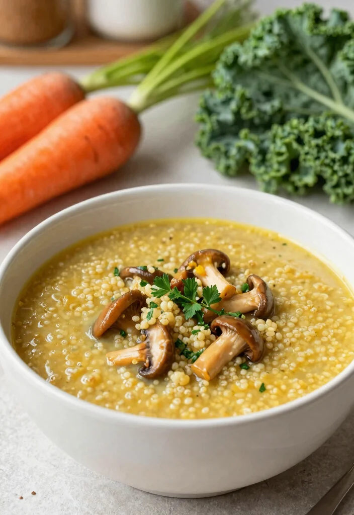 16 Golden Mushroom Soup Recipes Rich and Savory - 14. Golden Mushroom and Quinoa Soup 1
