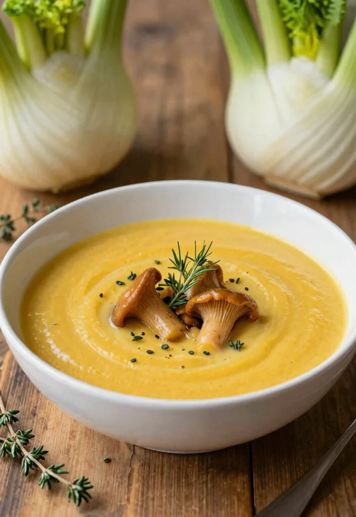 16 Golden Mushroom Soup Recipes Rich and Savory - 16. Golden Mushroom Soup with Fennel and Thyme 1