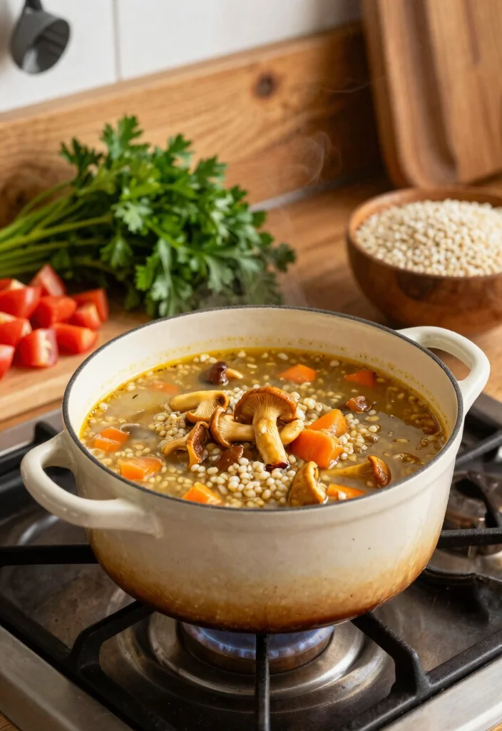 16 Golden Mushroom Soup Recipes Rich and Savory - 5. Golden Mushroom and Barley Soup 1