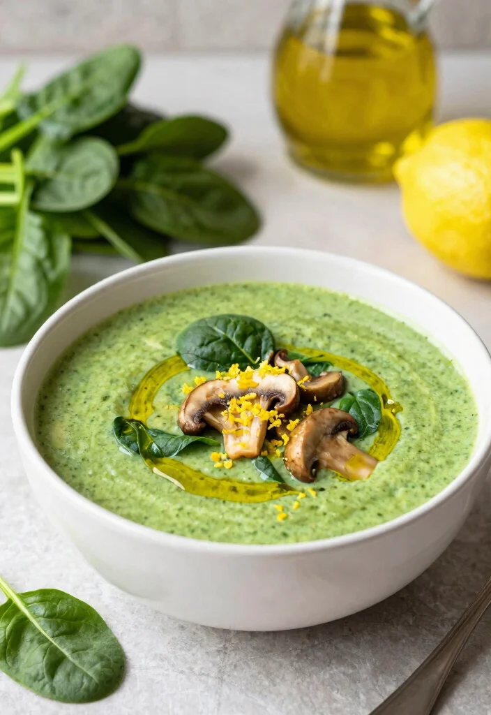 16 Golden Mushroom Soup Recipes Rich and Savory - 6. Golden Mushroom and Spinach Soup 1