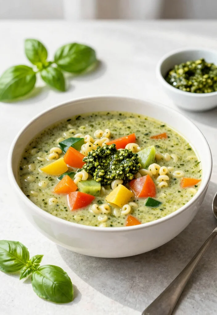 16 Pasta Soup Recipes That Are Cozy and Filling - 10. Vegetable and Pesto Pasta Soup 1