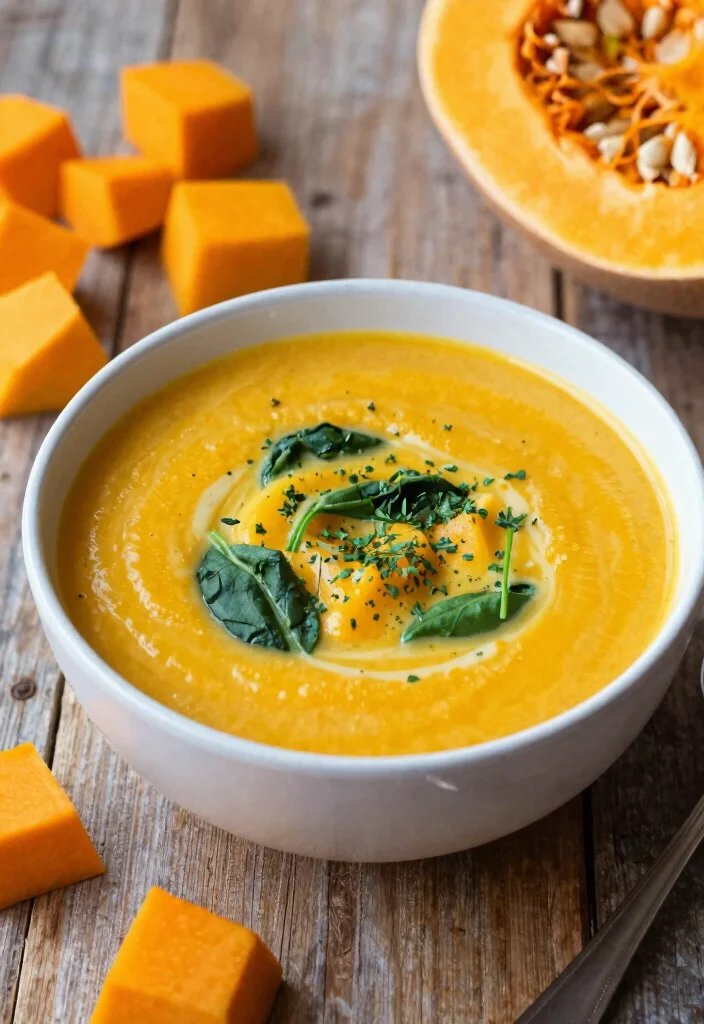 16 Pasta Soup Recipes That Are Cozy and Filling - 12. Savory Butternut Squash and Spinach Pasta Soup 1