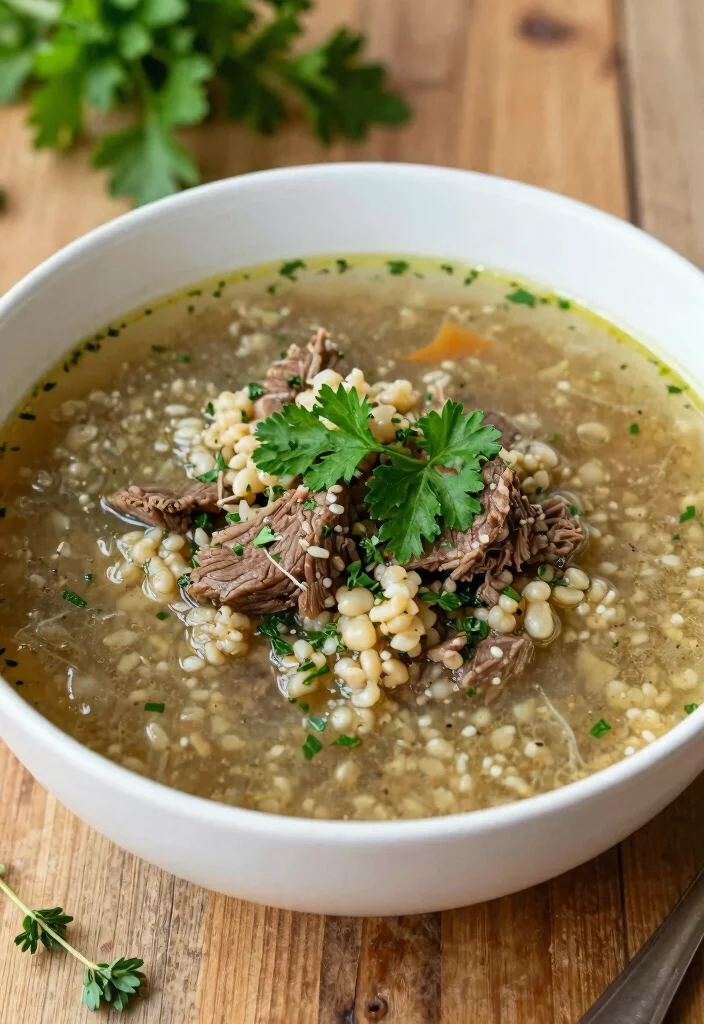16 Slow Cooker Beef Barley Soup Recipes for Comfort Meals - 14. Beef Barley Soup with Herbs 1