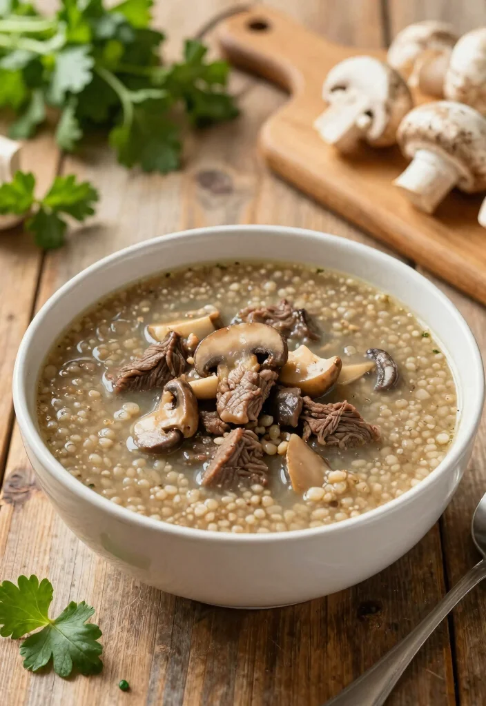 16 Slow Cooker Beef Barley Soup Recipes for Comfort Meals - 5. Beef Barley Soup with Mushrooms 1
