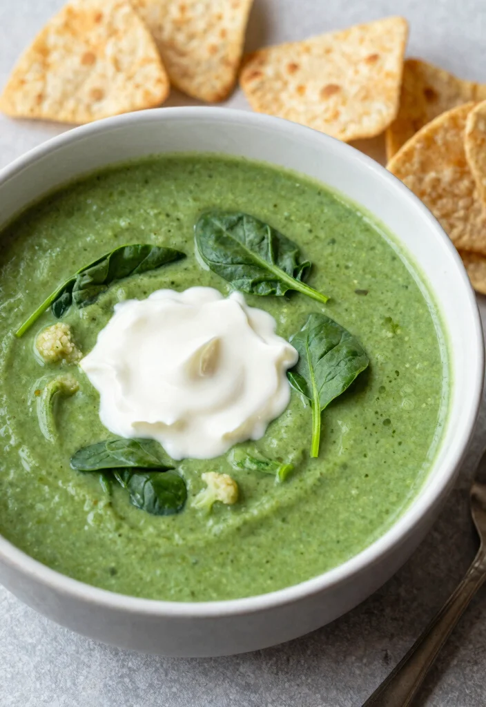17 Cauliflower Soup Recipes Creamy Without Cream - 14. Cauliflower and Spinach Soup 1