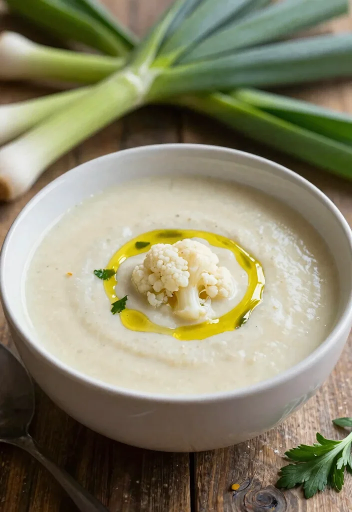 17 Cauliflower Soup Recipes Creamy Without Cream - 9. Cauliflower and Leek Soup 1