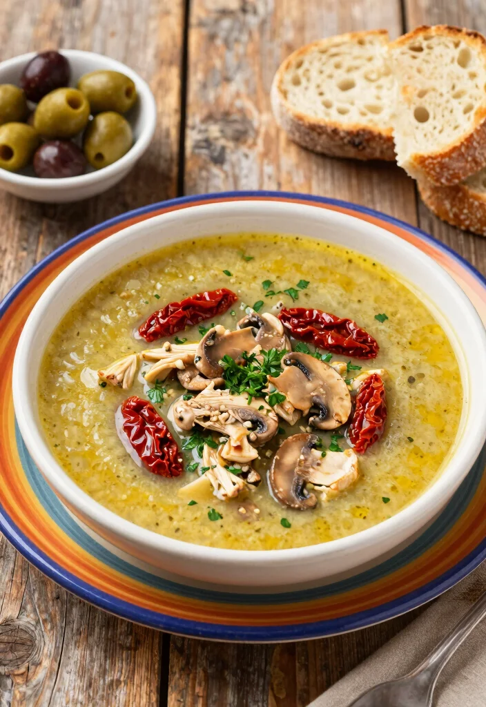 17 Chicken Mushroom Soup Recipes Creamy and Comforting - 10. Mediterranean Chicken Mushroom Soup 1