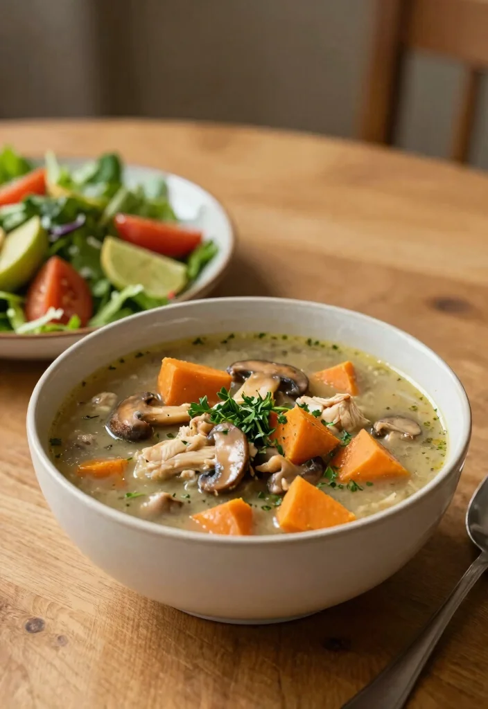 17 Chicken Mushroom Soup Recipes Creamy and Comforting - 11. Chicken Mushroom Soup with Sweet Potatoes 1