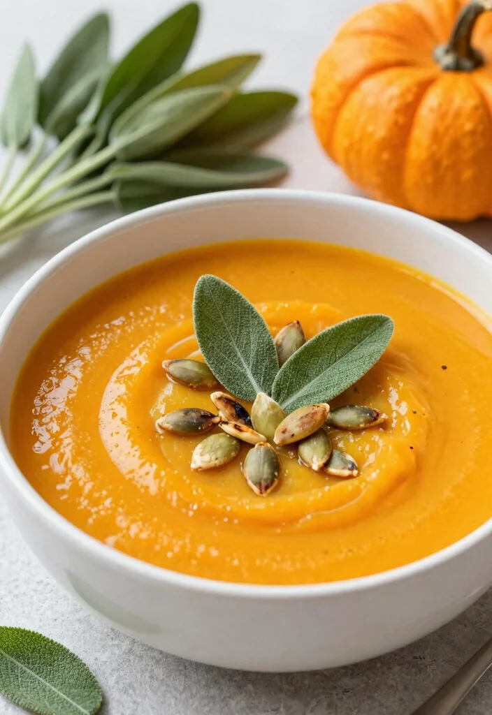 17 Pureed Soup Recipes That Are Smooth and Comforting - 16. Pumpkin and Sage Soup 1