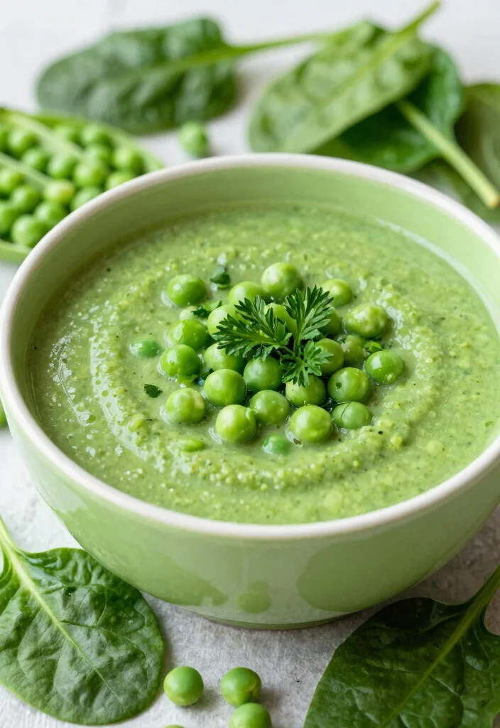 17 Pureed Soup Recipes That Are Smooth and Comforting - 17. Pea and Spinach Soup 1