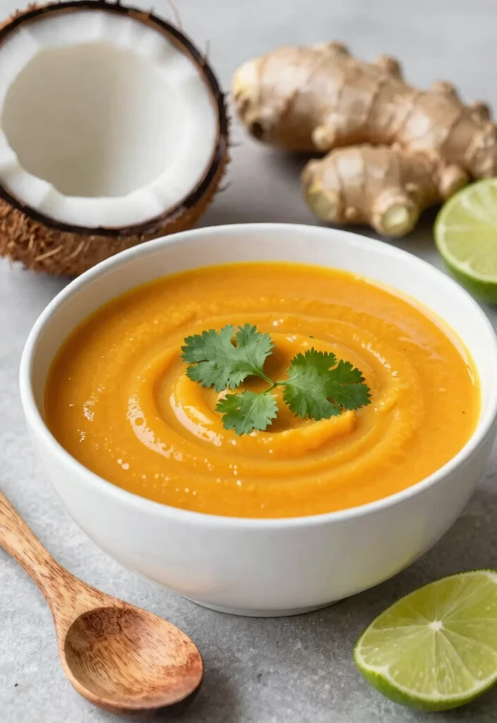 17 Pureed Soup Recipes That Are Smooth and Comforting - 5. Thai Coconut Sweet Potato Soup 1
