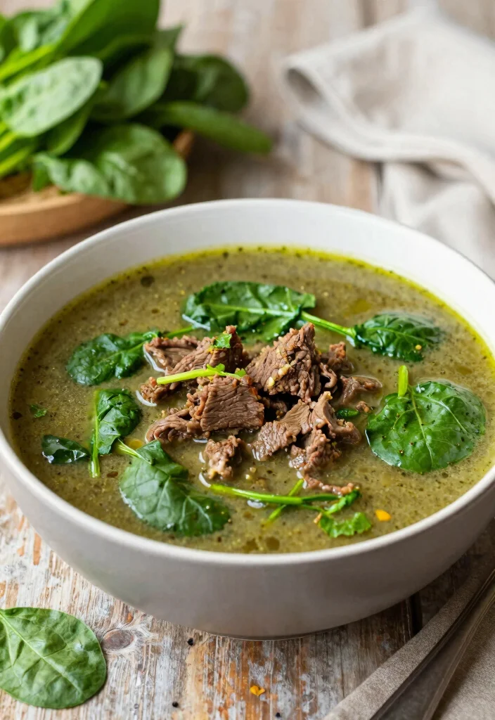 18 Beef Broth Soup Recipes Rich in Flavor - 15. Beef and Spinach Soup 1