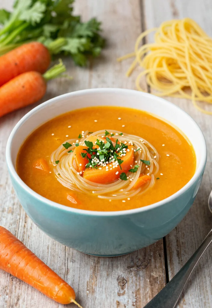 18 Carrot Soup Recipes That Are Healthy and Delicious - 11. Carrot and Noodle Soup 1