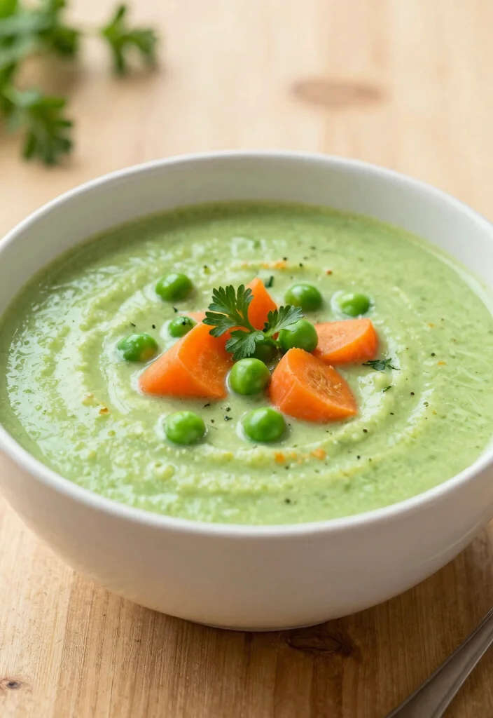 18 Carrot Soup Recipes That Are Healthy and Delicious - 12. Creamy Carrot and Peas Soup 1