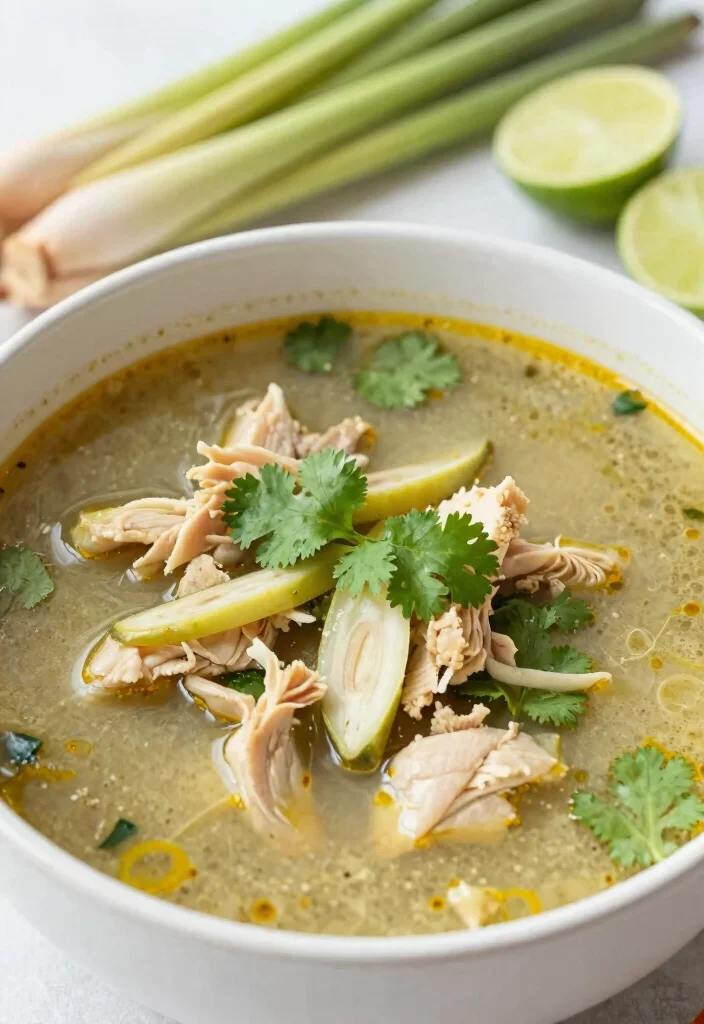 18 Chicken Broth Soup Recipes for Light and Healing Meals - 10. Thai Chicken Soup with Lemongrass 1