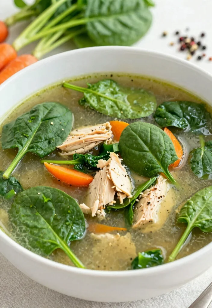 18 Chicken Broth Soup Recipes for Light and Healing Meals - 18. Chicken and Spinach Soup 1