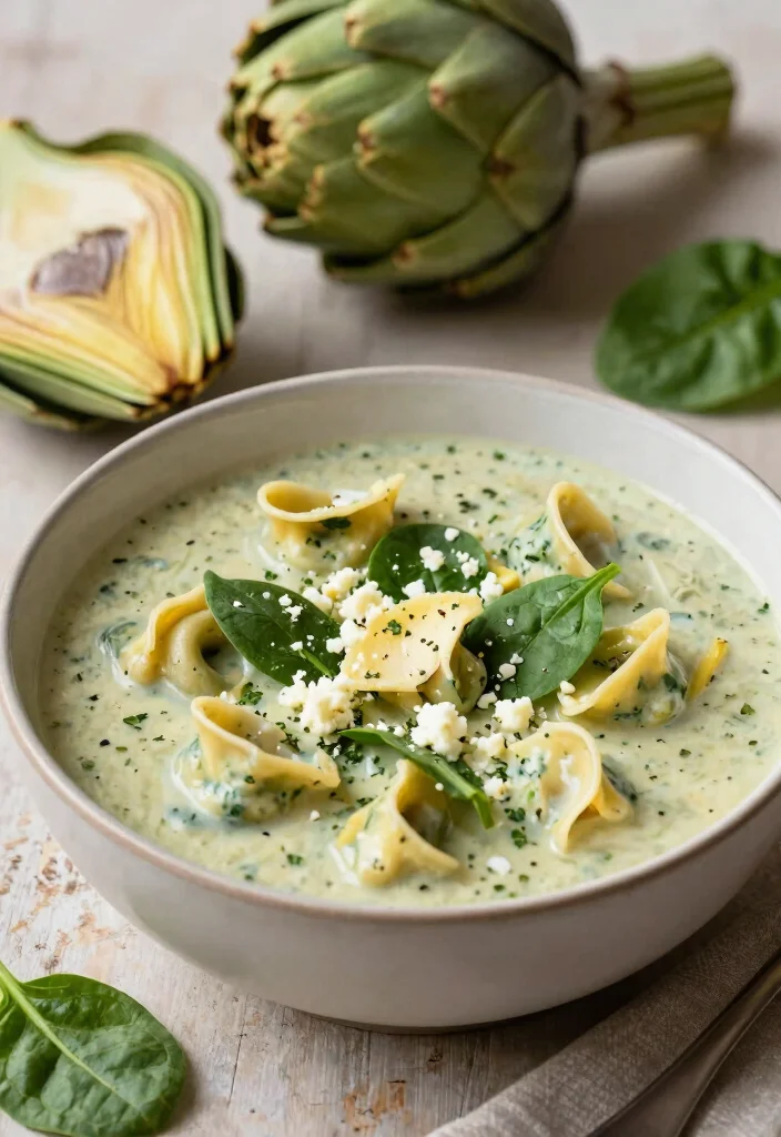18 Crockpot Tortellini Soup Recipes Easy and Creamy - 9. Spinach and Artichoke Tortellini Soup 1