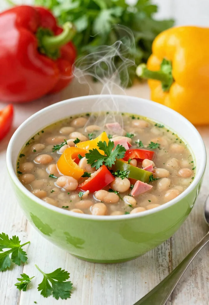 18 Ham and Bean Soup Recipes for Classic Comfort Food - 18. Ham and Bean Soup with Peppers 1