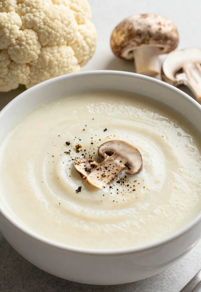 18 Healthy Mushroom Soup Recipes That Are Light and Creamy - 4. Creamy Cauliflower Mushroom Soup 1