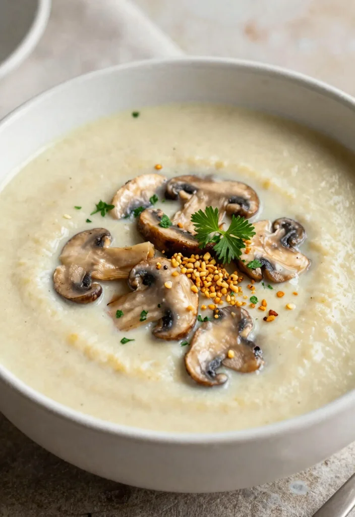18 Healthy Mushroom Soup Recipes That Are Light and Creamy - 9. Cheesy Vegan Mushroom Soup 1