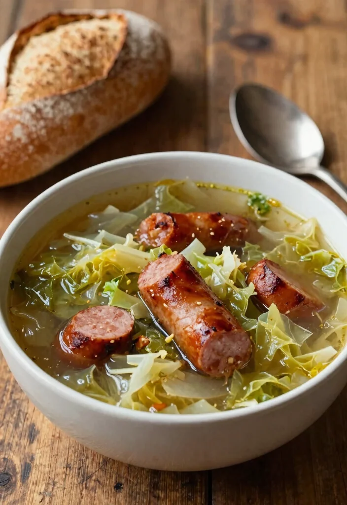18 Quick and Easy Soup Recipes Ready in Under 30 Minutes - 15. Cabbage and Sausage Soup 1