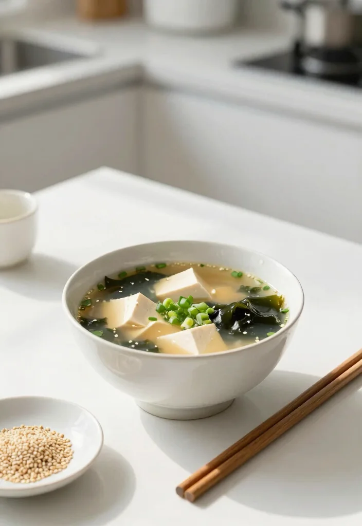 18 Quick and Easy Soup Recipes Ready in Under 30 Minutes - 5. Miso Soup with Tofu and Seaweed 1