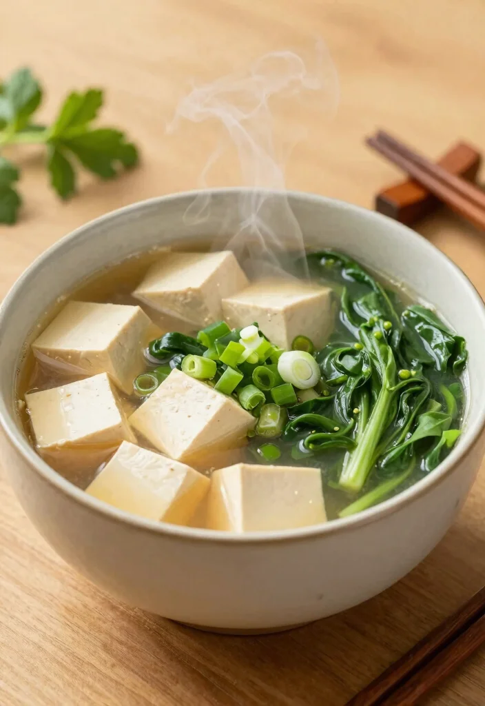 19 Broth-Based Soup Recipes That Are Light but Nourishing - 7. Miso Soup with Tofu and Greens 1