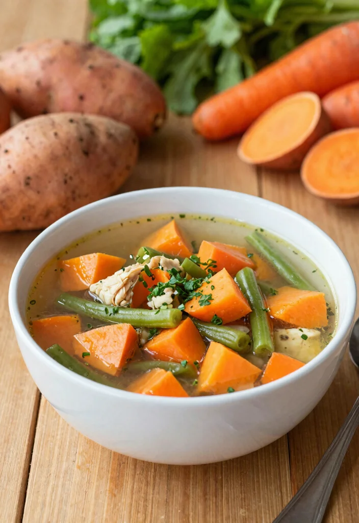 19 Chicken Vegetable Soup Recipes Packed with Nutrition - 6. Chicken Vegetable Soup with Sweet Potatoes 1