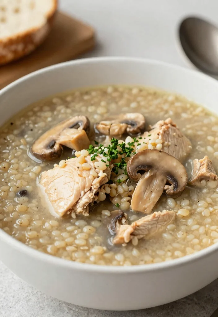 19 Cream of Mushroom Soup Recipes with Chicken for Easy Dinners - 14. Chicken Mushroom and Barley Soup 1